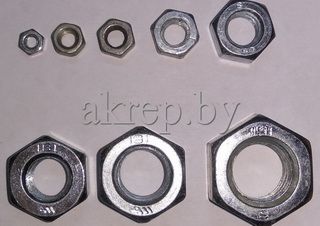 Гайки M3,M5,M6,M8,M10, M12,M14 DIN 934